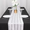 Balsa Circle 12x108 in White Stripes Satin Table Runner Wedding Party Linens Events Reception Catering Tableware Home Decorations Supplies view 3