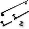 Bathroom Accessories Sets Matte Black Gunmetal Chrome Brushed Gold Robe Hook Towel Bar Paper Holder Stainless Steel,4,Piece Set Black view 1
