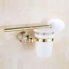 NevStp Crystal Gold Color Bathroom Accessories Set Gold Polished Brass Bath Hardware Set Wall Mounted Bathroom Products,toilet brush holder view 1