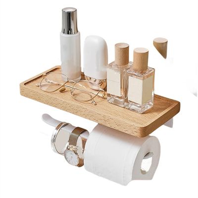 Wooden Bathroom Hardware Sets Towel Ring Rack Paper Holder Towel Bar Hook Shelf Bathroom Accessories White Kit,Doule Paper Holder
