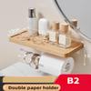 Wooden Bathroom Hardware Sets Towel Ring Rack Paper Holder Towel Bar Hook Shelf Bathroom Accessories White Kit,Doule Paper Holder view 2