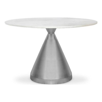 MAKLAINE Contemporary 30''H x 48''W x 48''D White Marble Dining Table, 48" W x 48" D x 30" H
