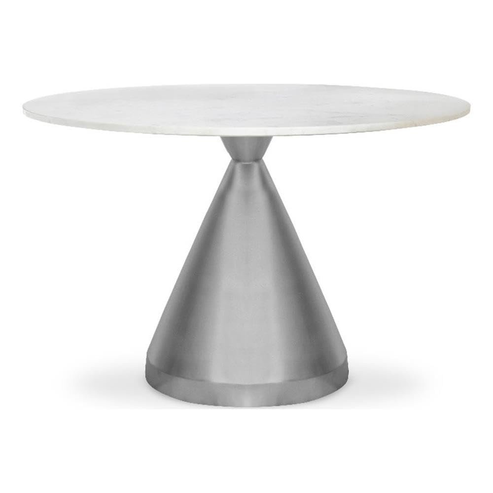 MAKLAINE Contemporary 30''H x 48''W x 48''D White Marble Dining Table, 48" W x 48" D x 30" H