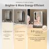 QueenFun LED Medicine Cabinet with Mirror, 24x32 Surface or Recessed Lighted Medicine Cabinet with Mirror, Dimmable Fogless Aluminum Medicine Cabinet with Outlet, Time Display& Built-in Sensing Light view 2