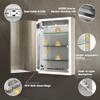 QueenFun LED Medicine Cabinet with Mirror, 24x32 Surface or Recessed Lighted Medicine Cabinet with Mirror, Dimmable Fogless Aluminum Medicine Cabinet with Outlet, Time Display& Built-in Sensing Light view 3