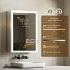 QueenFun LED Medicine Cabinet with Mirror, 24x32 Surface or Recessed Lighted Medicine Cabinet with Mirror, Dimmable Fogless Aluminum Medicine Cabinet with Outlet, Time Display& Built-in Sensing Light view 4
