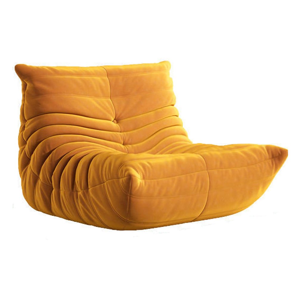 ESRADA Armless Fireside Chair,Oversized Soft Caterpillar Floor Lounge Chair, Comfy Lazy Sofa Chair,Leisure Accent Bean Bag Couch with Backrest for Living Room,Bedroom,Offic orange-85CM