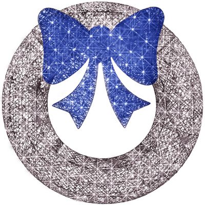 Best Choice Products 60in Pre-Lit Outdoor Christmas Wreath Decoration, LED Metal Holiday Decor for Home Exterior, Garden w/ 206 Lights, Bow - Hanukkah Silver/Blue