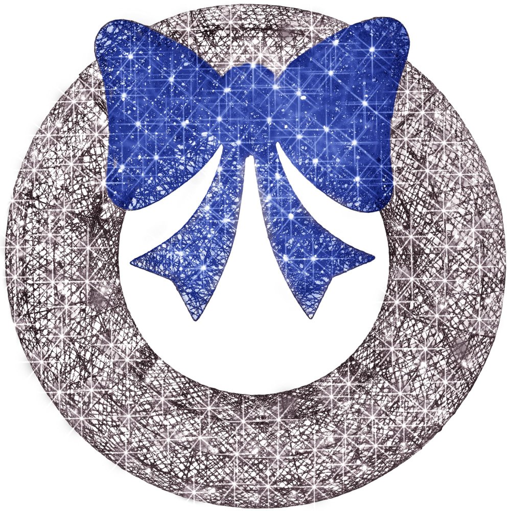 Best Choice Products 60in Pre-Lit Outdoor Christmas Wreath Decoration, LED Metal Holiday Decor for Home Exterior, Garden w/ 206 Lights, Bow - Hanukkah Silver/Blue