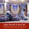 Best Choice Products 60in Pre-Lit Outdoor Christmas Wreath Decoration, LED Metal Holiday Decor for Home Exterior, Garden w/ 206 Lights, Bow - Hanukkah Silver/Blue view 2