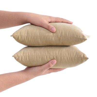 FLXXIE Tiny Pillows, Down Alternative Microfiber 11x7 Inches Mini Pillow for Travel, Pets, Soft Machine Washable Small Pillows for Neck, Lumbar, Light Taupe