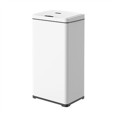 ULTRAWAVE Trash Can Kitchen Smart Trash Can Stainless Steel Sensor Trash Can Large Metal Rectangular Indoor Trash Can with Lid 13 Gallon Capacity 3 Styles Available Indoor Garbage Can (Color : White)