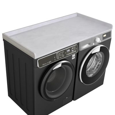 Kaboon Washer Dryer Countertop, Melamine Countertop with Edge Rails - 27.5" Depth x 54" Width Laundry Room Organization, White Rock