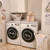 Kaboon Washer Dryer Countertop, Melamine Countertop with Edge Rails - 27.5" Depth x 54" Width Laundry Room Organization, White Rock view 2