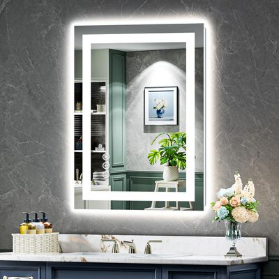 YEELAIT 24x30 Inch LED Bathroom Mirror with Lights Front and Backlit Lighted Vanity Mirror for Bathroom Wall with 3 Colors Dimmable Anti-Fog Memory Shatter-Proof IP54 Waterproof Horizontal/Vertical