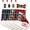 GUGLILI Cute Rottweiler Dog Christmas Stocking Grey Red Blue Green Buffalo Check Plaid Bone Puppy Snowflake Personalized Xmas Hanging Stockings Gift for Party Holiday Home Decor 14.4" view 1