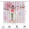 FBMLBRB Beautiful Ballet Dancer 4 Pcs Waterproof Shower Curtain Set,Watercolor Colorful Spring Floral Cherry Blossom Butterfly with Waterproof Toilet Cover Shower Mat Rugs view 2