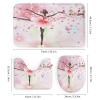 FBMLBRB Beautiful Ballet Dancer 4 Pcs Waterproof Shower Curtain Set,Watercolor Colorful Spring Floral Cherry Blossom Butterfly with Waterproof Toilet Cover Shower Mat Rugs view 3