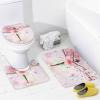 FBMLBRB Beautiful Ballet Dancer 4 Pcs Waterproof Shower Curtain Set,Watercolor Colorful Spring Floral Cherry Blossom Butterfly with Waterproof Toilet Cover Shower Mat Rugs view 4