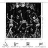 Funny Halloween Ballet Dance 4 Pcs Waterproof Shower Curtain Set,Fantasy Galaxy Skull Ballet Dancer Full Moon Flowers with Waterproof Toilet Cover Shower Mat Rugs view 2