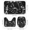 Funny Halloween Ballet Dance 4 Pcs Waterproof Shower Curtain Set,Fantasy Galaxy Skull Ballet Dancer Full Moon Flowers with Waterproof Toilet Cover Shower Mat Rugs view 3