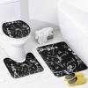 Funny Halloween Ballet Dance 4 Pcs Waterproof Shower Curtain Set,Fantasy Galaxy Skull Ballet Dancer Full Moon Flowers with Waterproof Toilet Cover Shower Mat Rugs view 4