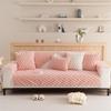 vctops Super Soft Faux Fur Couch Cover 3D Plaid Fuzzy Plush Sofa Covers Non-Slip Washable Sofa Slipcover Furniture Protector for Dogs Cat Pets (Pink,36"x63") view 1