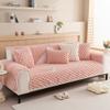 vctops Super Soft Faux Fur Couch Cover 3D Plaid Fuzzy Plush Sofa Covers Non-Slip Washable Sofa Slipcover Furniture Protector for Dogs Cat Pets (Pink,36"x63") view 2