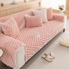 vctops Super Soft Faux Fur Couch Cover 3D Plaid Fuzzy Plush Sofa Covers Non-Slip Washable Sofa Slipcover Furniture Protector for Dogs Cat Pets (Pink,36"x63") view 3