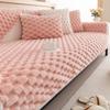 vctops Super Soft Faux Fur Couch Cover 3D Plaid Fuzzy Plush Sofa Covers Non-Slip Washable Sofa Slipcover Furniture Protector for Dogs Cat Pets (Pink,36"x63") view 4