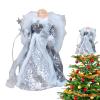 Shakven Christmas Angel Treetop Figurine with White Pearl Wings | Angel Christmas Treetop Figurine Holiday Christmas Decorations,Christmas for Xmass Holiday Decoration Ornament view 1