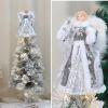 Shakven Christmas Angel Treetop Figurine with White Pearl Wings | Angel Christmas Treetop Figurine Holiday Christmas Decorations,Christmas for Xmass Holiday Decoration Ornament view 2
