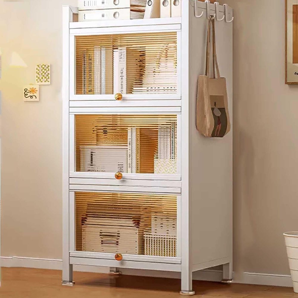 YUGXTH Glass Display Cabinets, Display Case, Transparent Showcase with Flip Up Door, Floor Standing Acrylic Display Bookshelf for Living Room Bedroom Home Office(70 * 38 * 113cm)