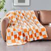 Edenleaf Orange Checkered Blanket, Soft Cozy Fleece Checkered Throw Blankets for Bed Sofa Couch Camping, Ultra Fluffy Throws for All Seasons, 60x80 Inch, Orange view 1