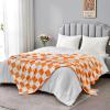 Edenleaf Orange Checkered Blanket, Soft Cozy Fleece Checkered Throw Blankets for Bed Sofa Couch Camping, Ultra Fluffy Throws for All Seasons, 60x80 Inch, Orange view 3