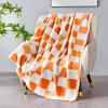 Edenleaf Orange Checkered Blanket, Soft Cozy Fleece Checkered Throw Blankets for Bed Sofa Couch Camping, Ultra Fluffy Throws for All Seasons, 60x80 Inch, Orange view 4