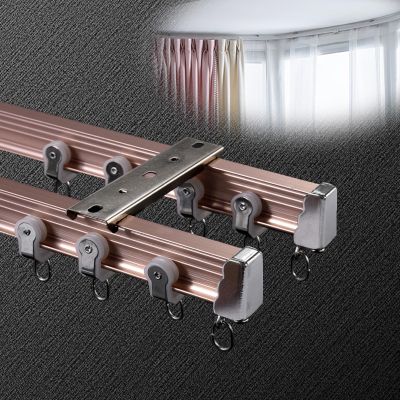 3.3ft-13.1ft Ceiling Curtain Track Flexible, Ceiling Mount Mounted, Heavy Duty Aluminum Bendable Room Divider Curtain Rails System Fit A Range Of Shapes And Sizes ( Color : Rose gold , Size : 6.6ft )