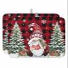 Christmas Plaid Dish Drying Mat for Kitchen Counter, Red Black Gnomes Stockings Pine Tree Snowflake Absorbent Reversible Dish Drainer Rack Mats for Coffee Bar Mats 16''x18'' 2 PCS view 1