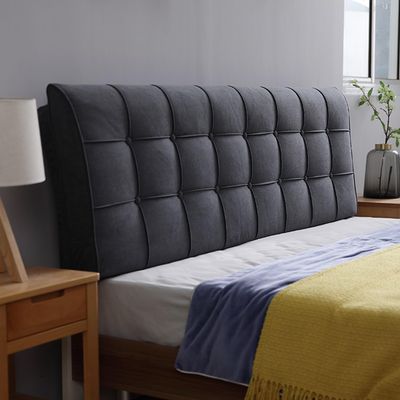 ZZYK Tufted Button Upholstered Solid Color Headboard Cushion Large Rectangle Support Pillowboard Wall Mounted Pillow Removable Dorm Daybed Bunk Bed Backrest,Gray2,Straps 59"/Queen