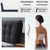 ZZYK Tufted Button Upholstered Solid Color Headboard Cushion Large Rectangle Support Pillowboard Wall Mounted Pillow Removable Dorm Daybed Bunk Bed Backrest,Gray2,Straps 59"/Queen view 3