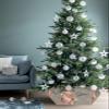 Christmas Tree Collar 4PCS-17"x10", Christmas Tree Ring Christmas Cute Santa Claus with Snowflakes Grey Christmas Tree Stands Skirts Base Covers for Xmas Holiday Home Decor view 4