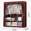 Canvas Wardrobe, Portable Fabric Wardrobe with Hanging Rail and Shelves, Clothes Closet Storage Organizer for Bedroom,Grey-128x45x170cm view 2