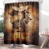 Orlco Art Jesus Christian Cross Retro Vintage Shower Curtain Farmhouse Painting Tiger and Jesus Lamb Dove Pictures Rustic Religious Bathroom Shower Curtain with 12 Hooks 72"x72" view 1