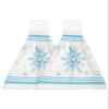 ALAGEO Christmas Kitchen Towels Snowflake Hanging Kitchen Towels with Loop Winter Blue Stripes Hanging Dish Towels Christmas Hand Tie Towels Set 2 Tea Bar Towels Dish Towel for Kitchen Holiday Xmas view 1