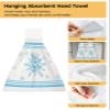ALAGEO Christmas Kitchen Towels Snowflake Hanging Kitchen Towels with Loop Winter Blue Stripes Hanging Dish Towels Christmas Hand Tie Towels Set 2 Tea Bar Towels Dish Towel for Kitchen Holiday Xmas view 2