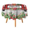 INSFBRB Xmas Tree Truck Round Tablecloths Red Truck Merry Christmas Gnome Decor Candy Leaf Party Table Linen Cloth Cover for Home Kitchen Dining Room Outdoor Patio Decoration 36x36in view 1