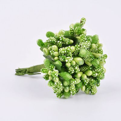 ECYC Ltd 12 Pcs/lot Mini Artificial Flower Stamen Pearl Flower Stamens Floral Stamen Pistil for Crafts Flower Making Wedding Bouquet Bridal Headwear Home Wedding Decor Cake Decoration, Green