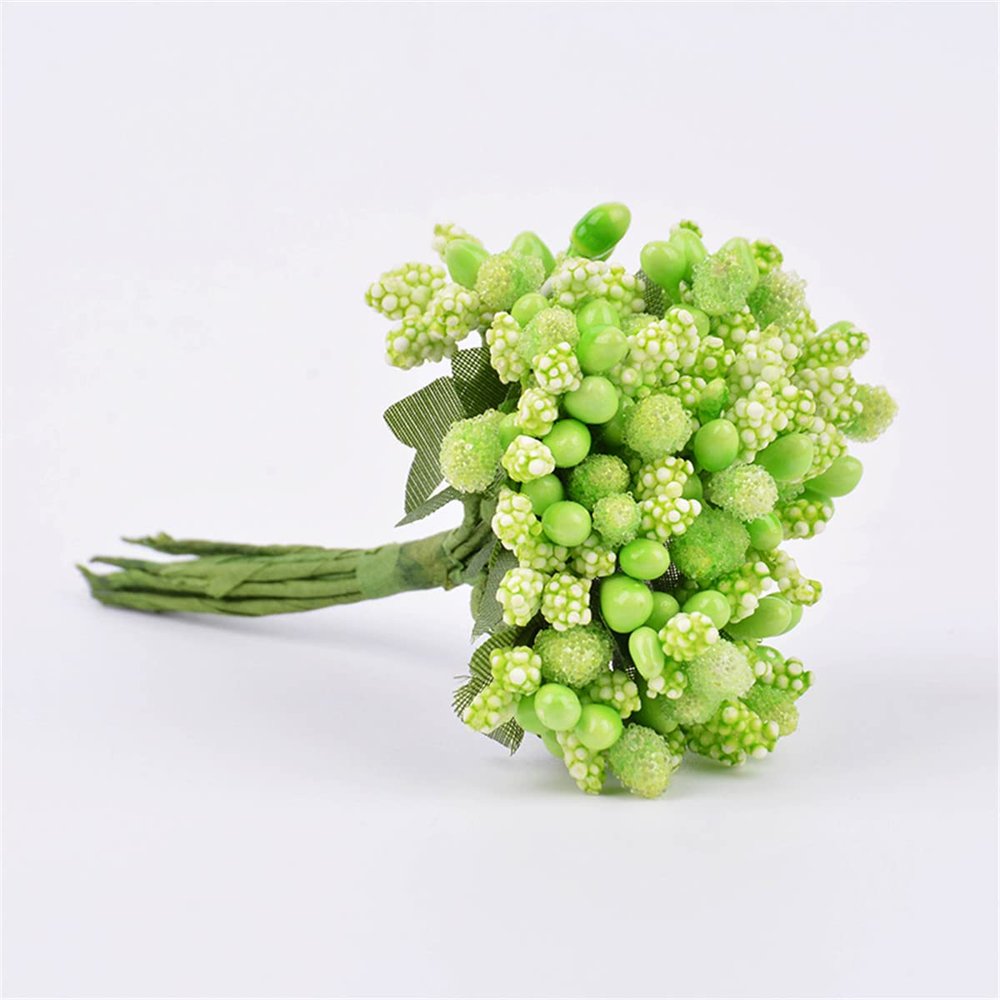 ECYC Ltd 36 Pcs/lot Mini Artificial Flower Stamen Pearl Flower Stamens Floral Stamen Pistil for Crafts Flower Making Wedding Bouquet Bridal Headwear Home Wedding Decor Cake Decoration, Light Green