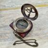 Brass Nautical Sundial Compass with Leather Case and Chain - Push Open Steampunk Accessory, Unique Gift for Men - Beautiful Handmade Sundial Clock to My Husband view 3
