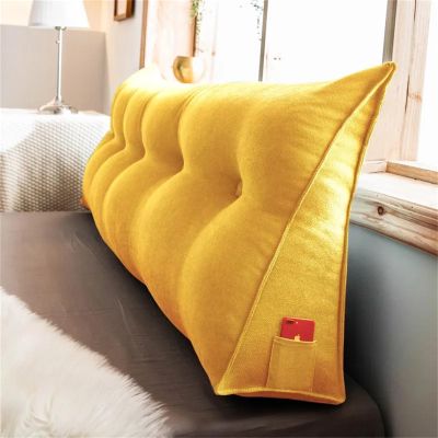 XOOFMASS Triangular Headboard Pillow Reading Pillow Full Size Upholstered Headboard Dorm Bed, Removable Headboard Backrest,Yellow,23.6" x 19.7"